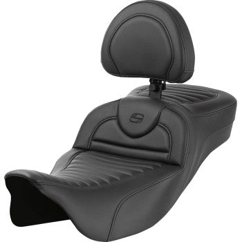 SADDLEMEN Roadsofa™ Extended Reach Seat - with Backrest - Tuck-n-Roll - FL '08-'23 808-07B-203B0