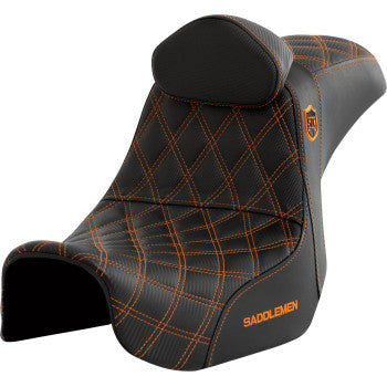 SADDLEMEN Pro Series SDC Performance Seat - with Backrest - Orange Stitch - Dyna '06-'17 SC80604ORART