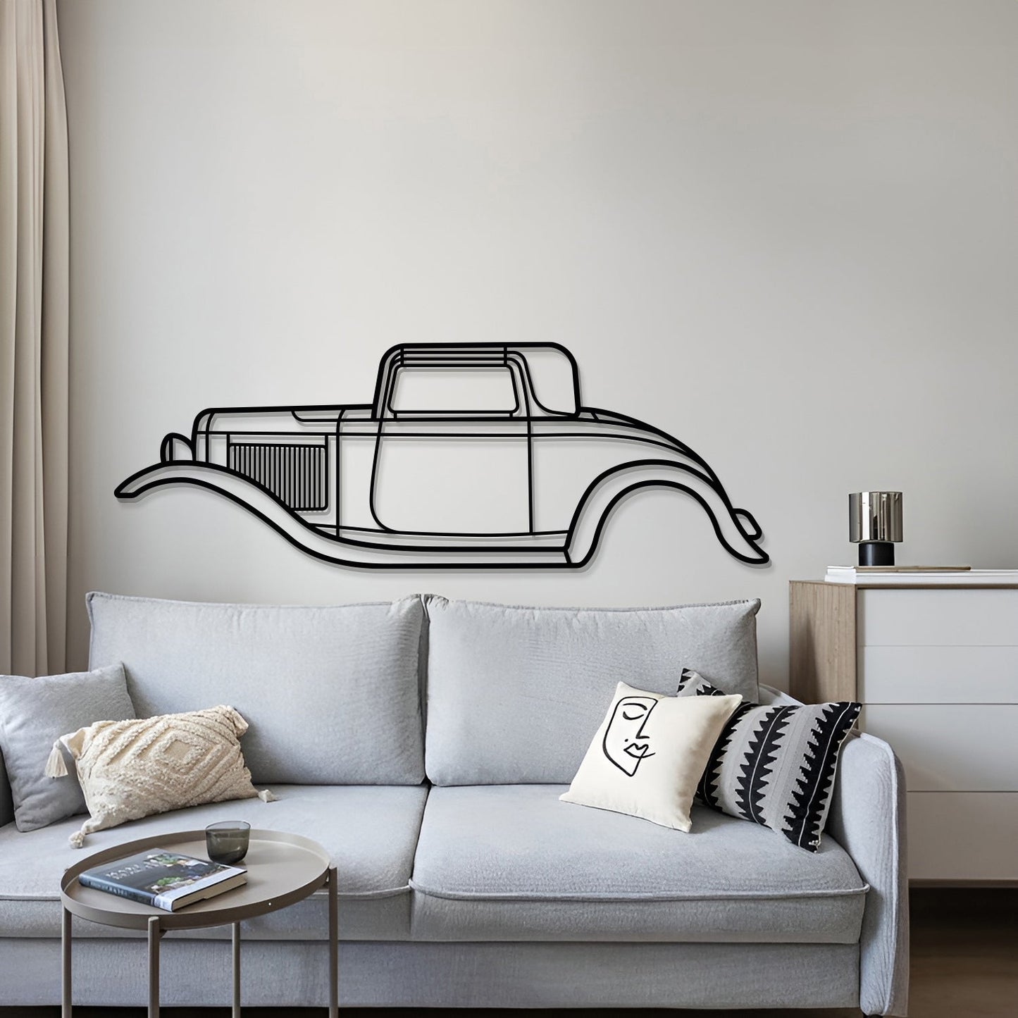 1932 De Luxe Five-Window Coup Metal Car Wall Art - MT0005
