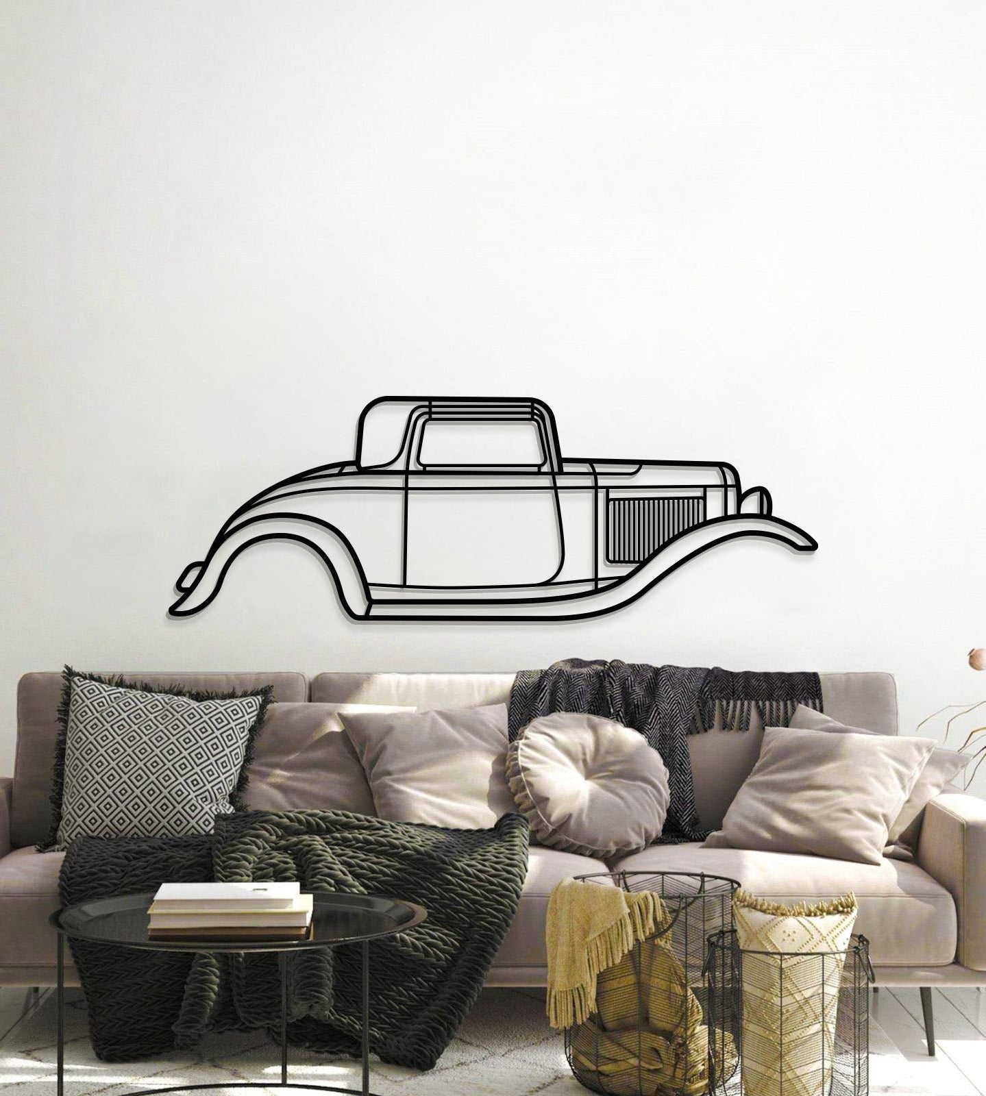 1932 De Luxe Five-Window Coup Metal Car Wall Art - MT0005