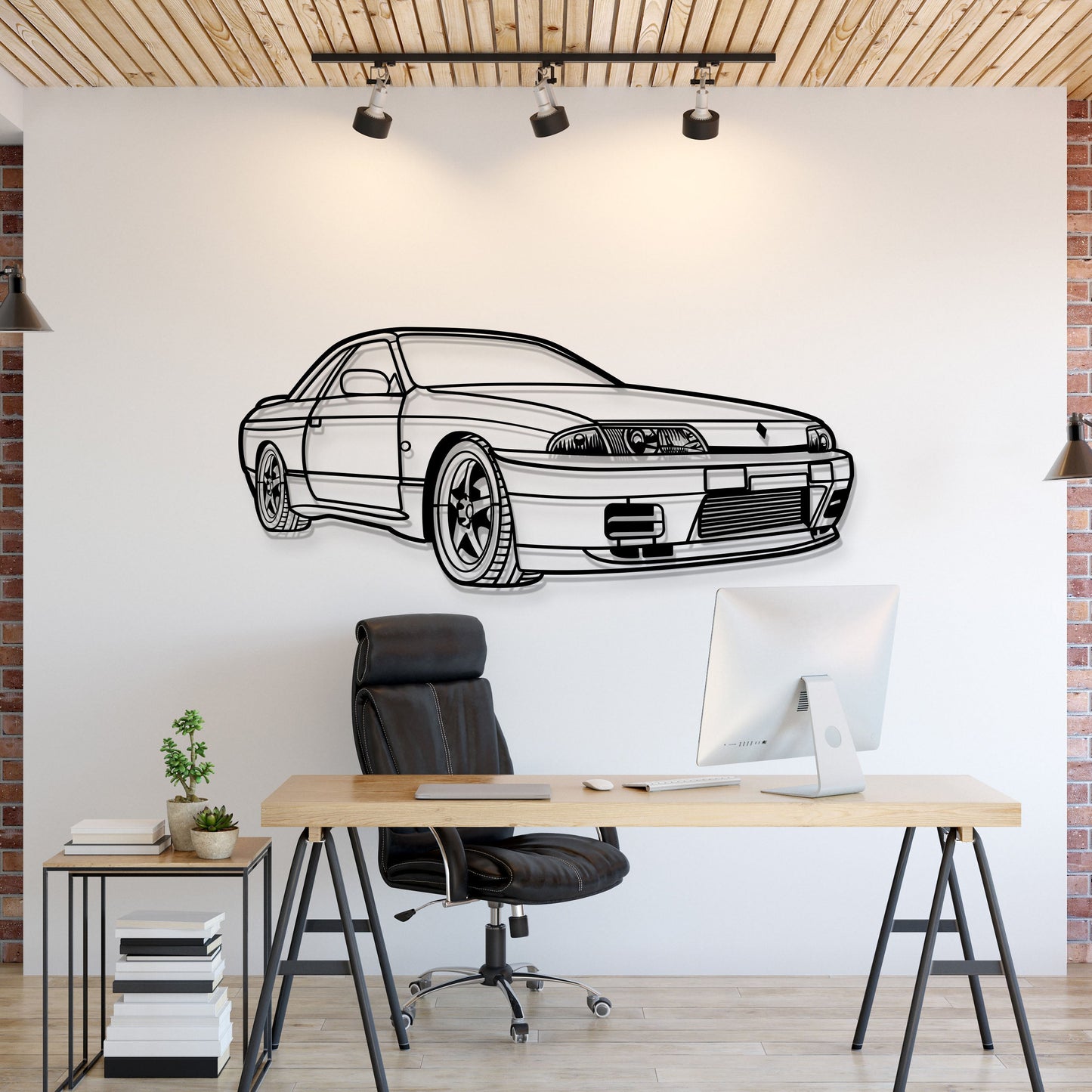 1993 Skyline GTS-T R32 Perspective Metal Car Wall Art - MT1306