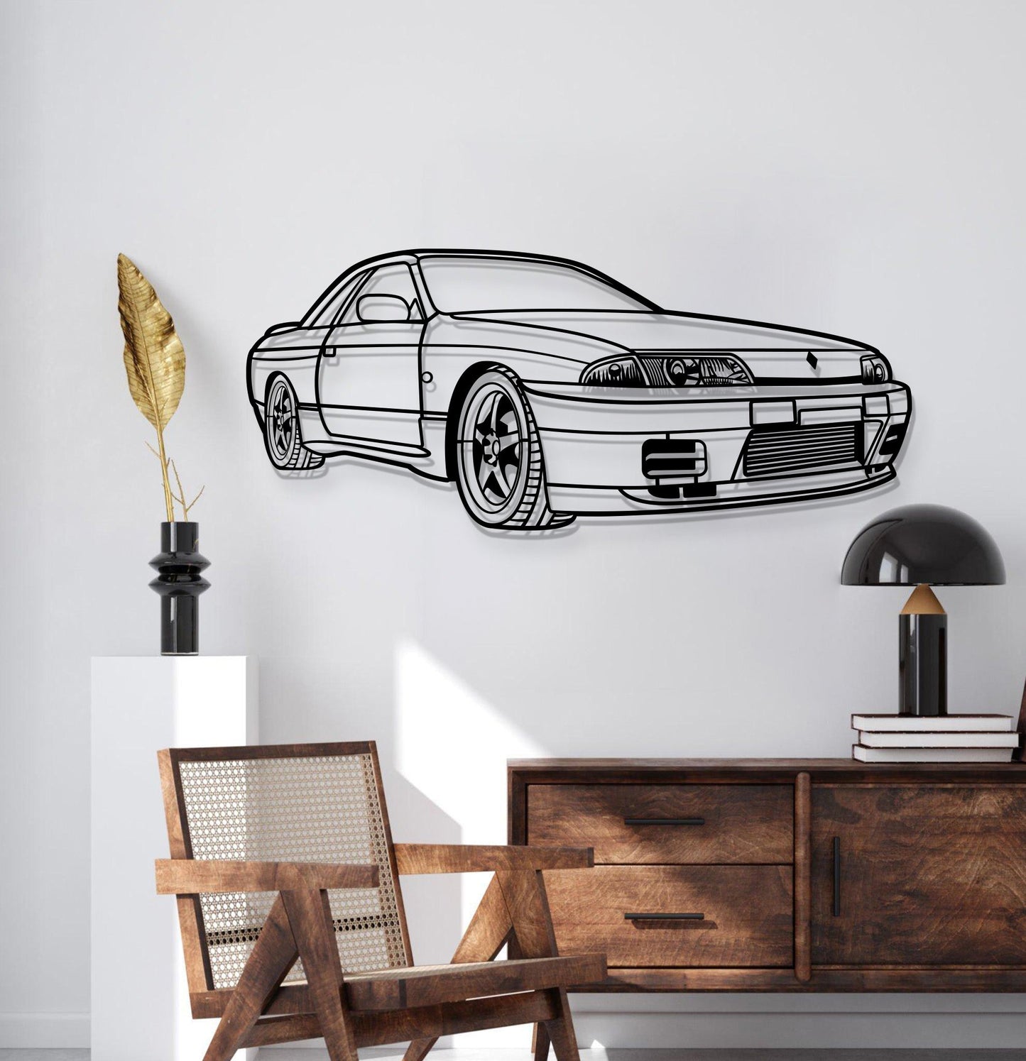1993 Skyline GTS-T R32 Perspective Metal Car Wall Art - MT1306