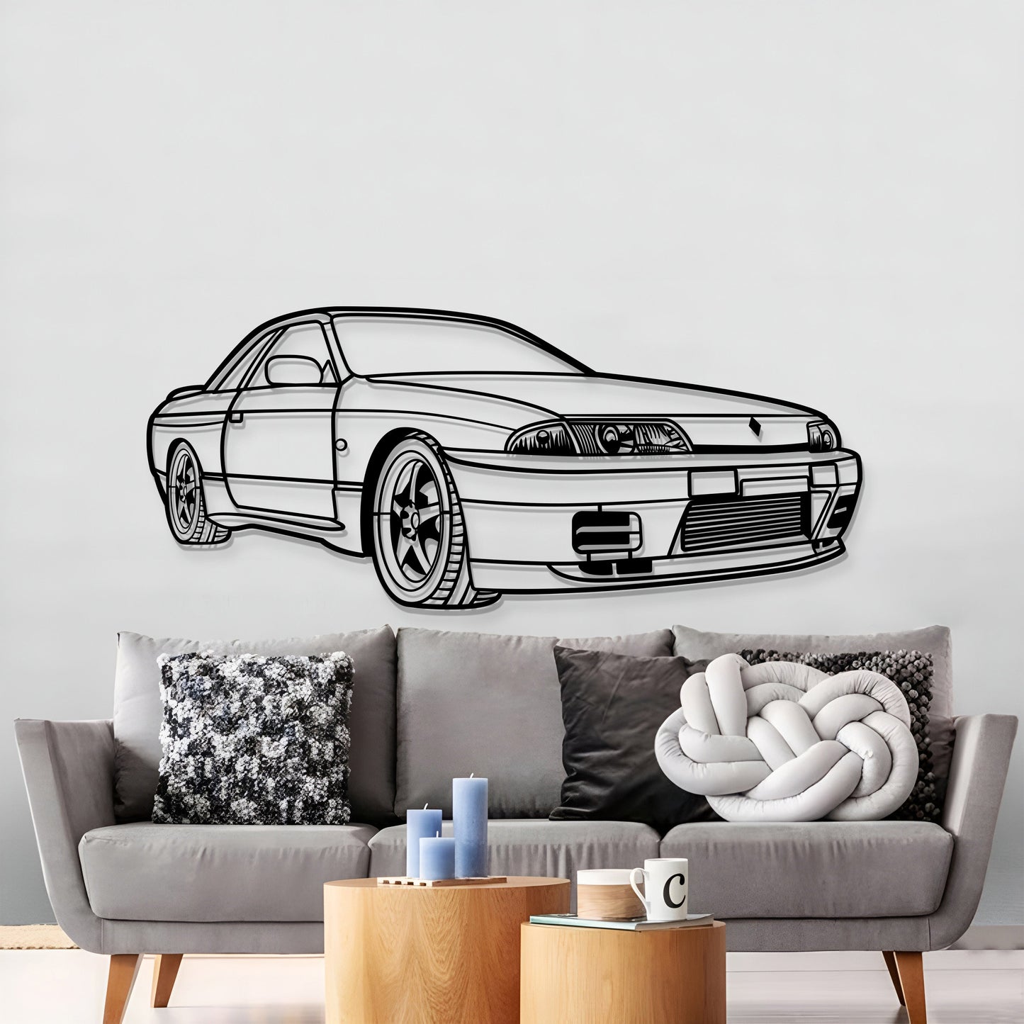 1993 Skyline GTS-T R32 Perspective Metal Car Wall Art - MT1306
