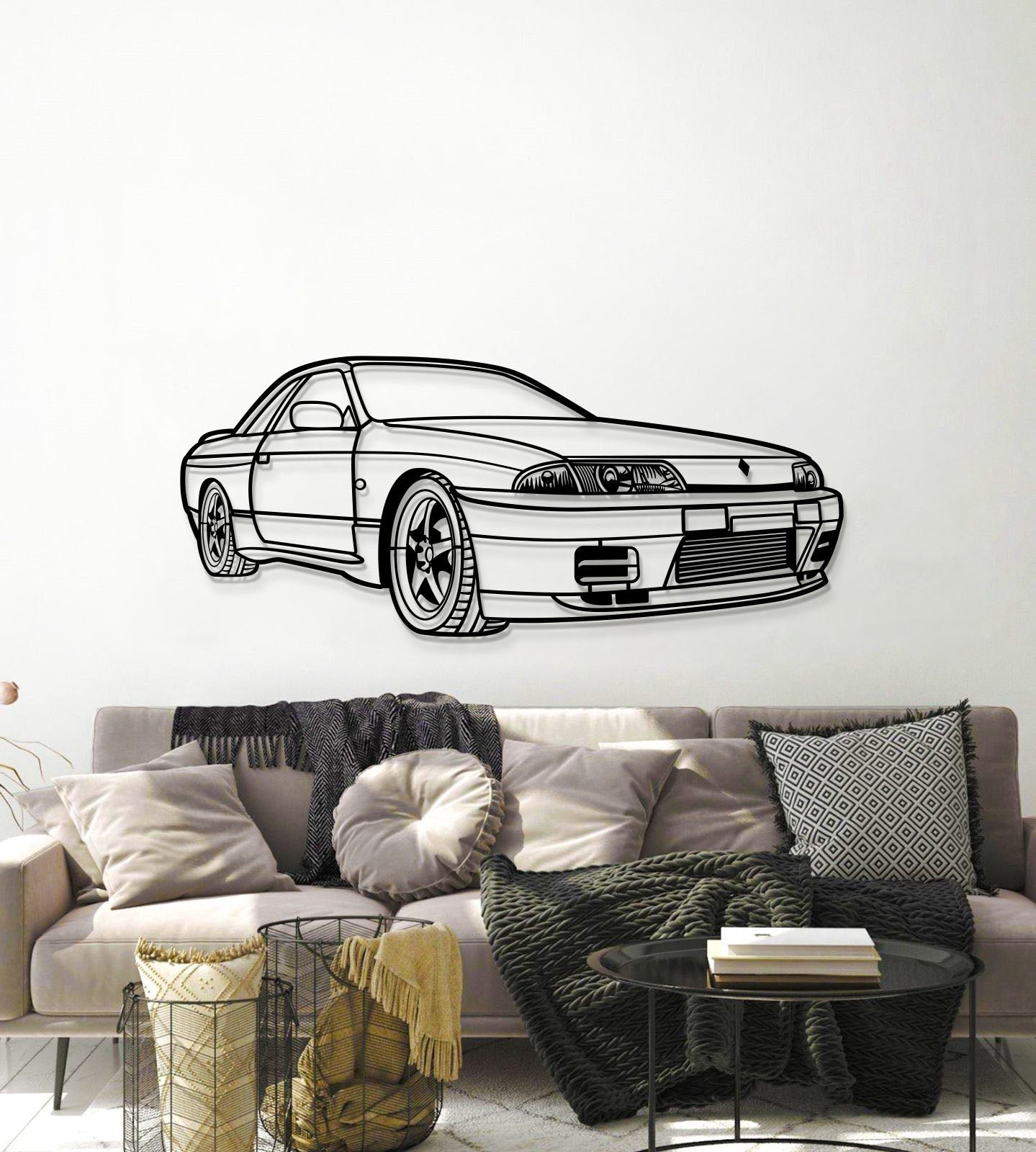 1993 Skyline GTS-T R32 Perspective Metal Car Wall Art - MT1306