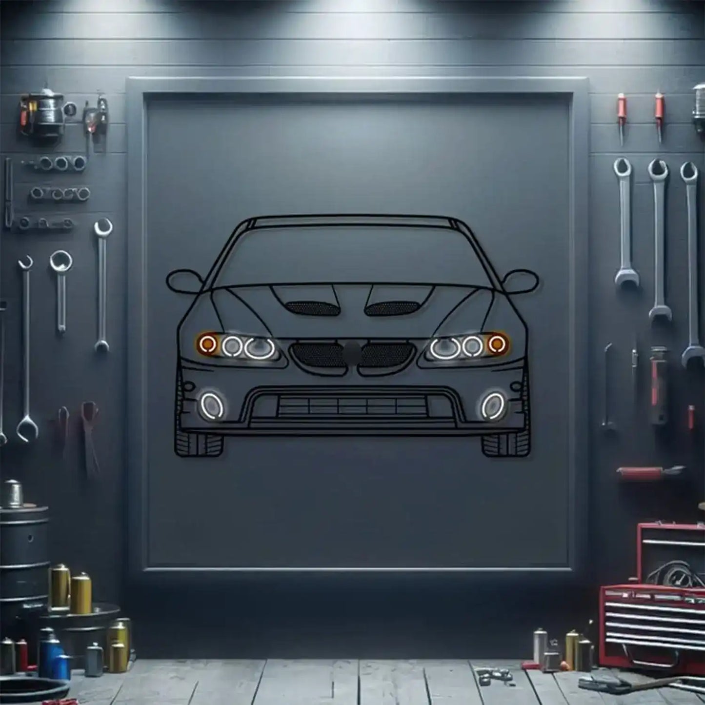 2006 Pontiac GTO Front View Metal Neon Car Wall Art - MTN0159