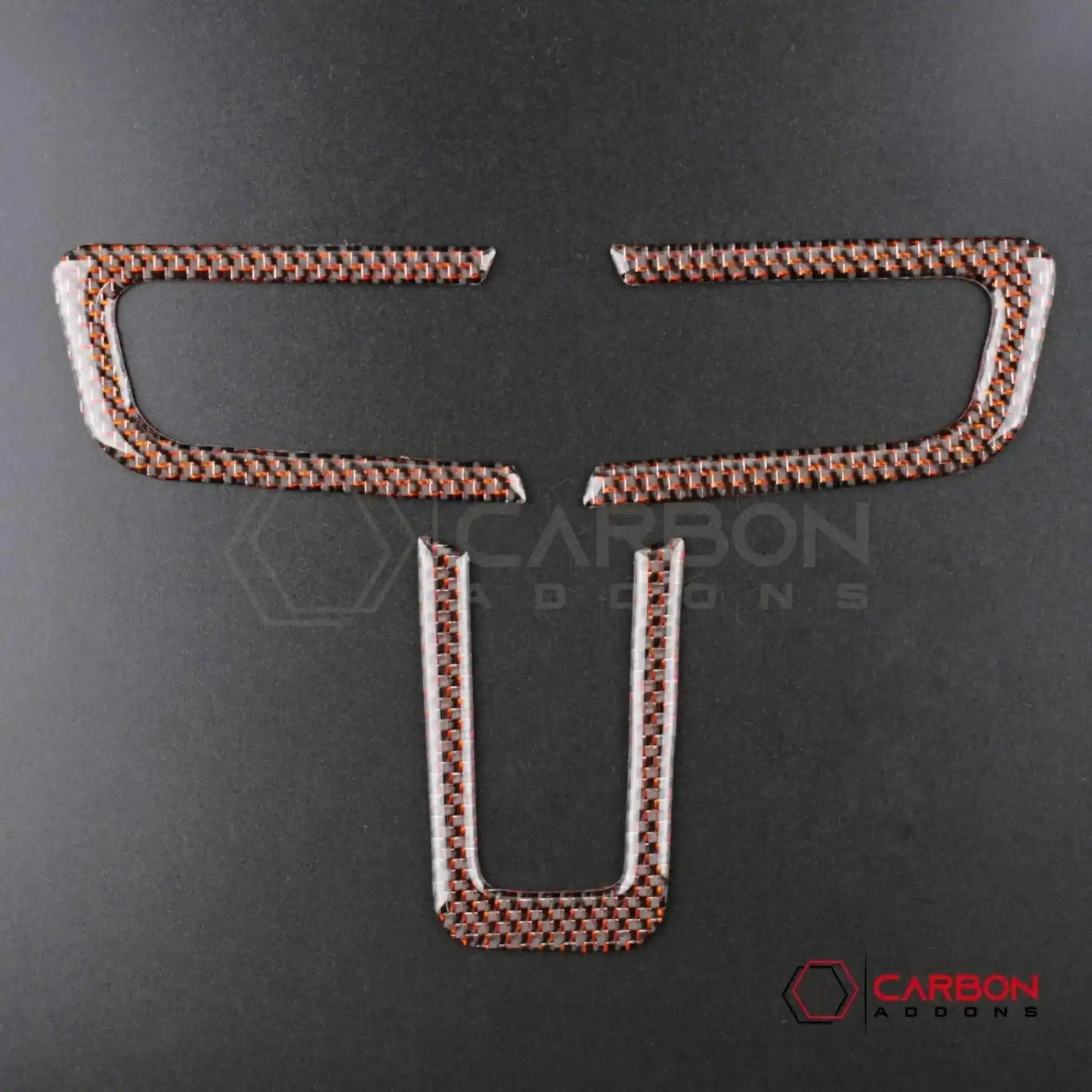 Reflective Carbon Fiber Steering Wheel Chrome Trim Overlay for 2015–2023 Ford Mustang