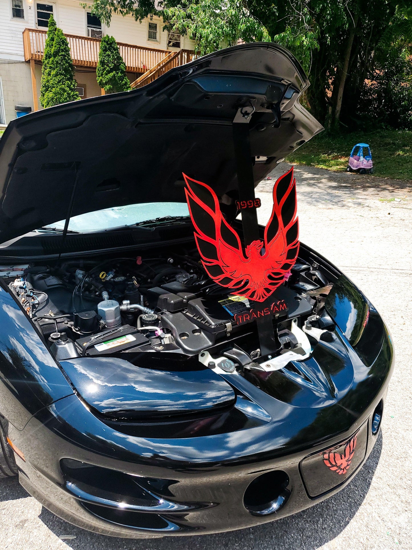 Custom 4th Gen Firebird Hood Prop - Handcrafted, 36" Tall, Personalized Logo Details - Martin Metalwork LLC