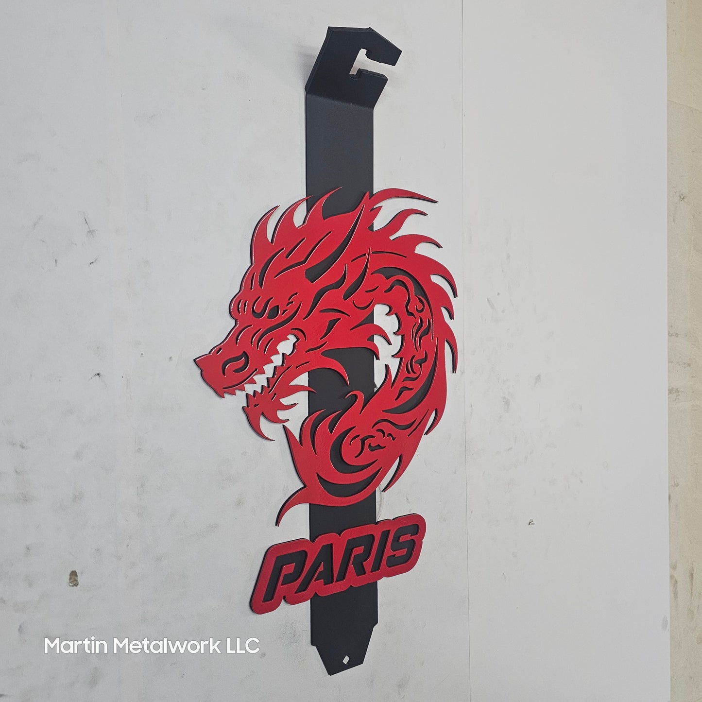 Custom Tribal Dragon Hood Prop – Steel Car Show Engine Bay Display Stand – 24" or 30" Handmade, Powder Coated