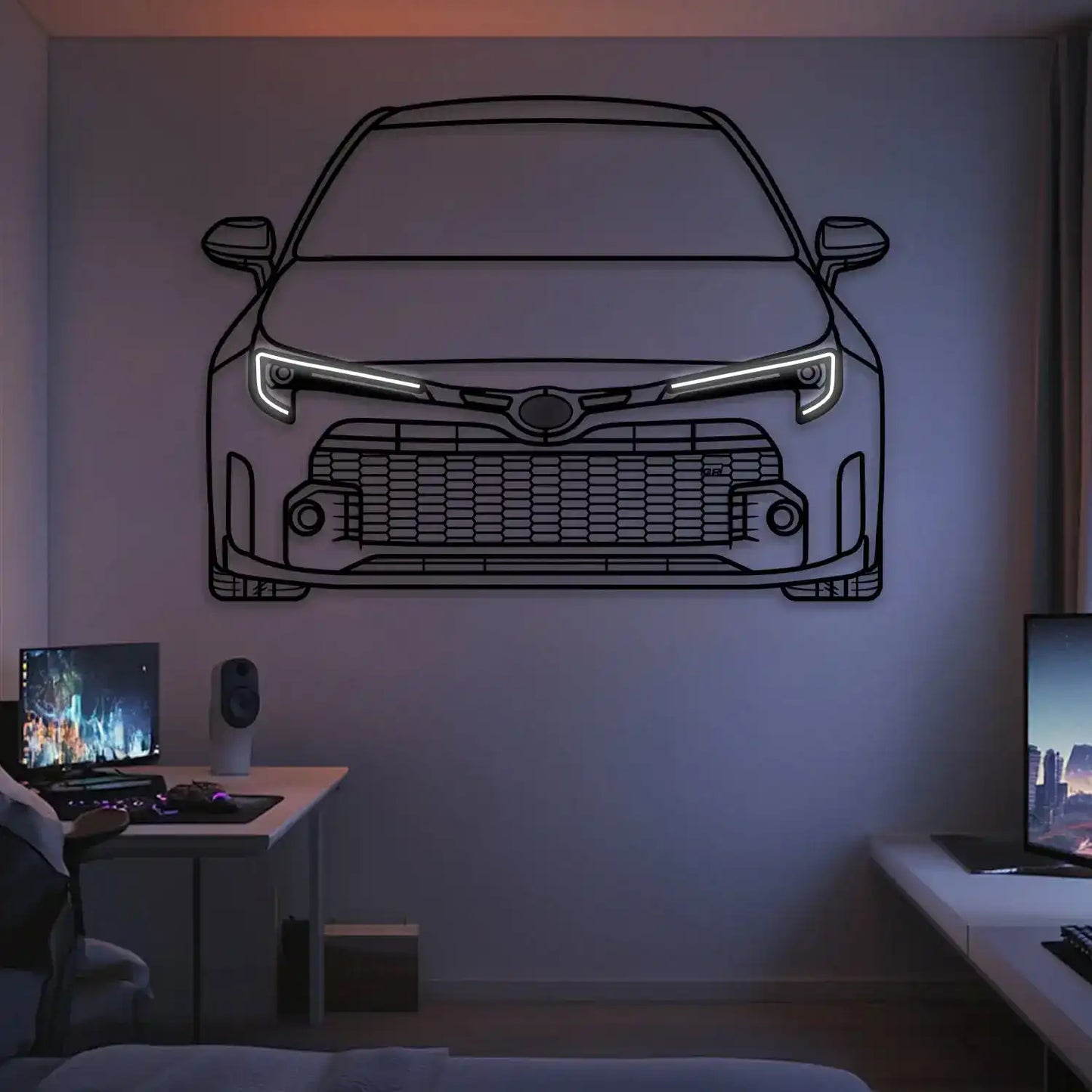 2024 GR Corolla Front View Metal Neon Car Wall Art -MTN0252