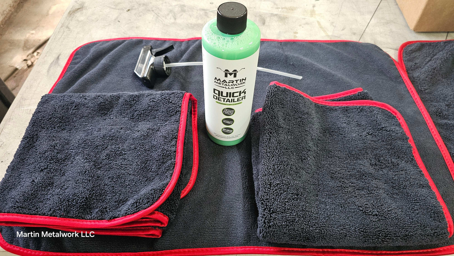 Waterless Quick Detailer & Powder Coat Cleaner with Dual Microfiber Towels