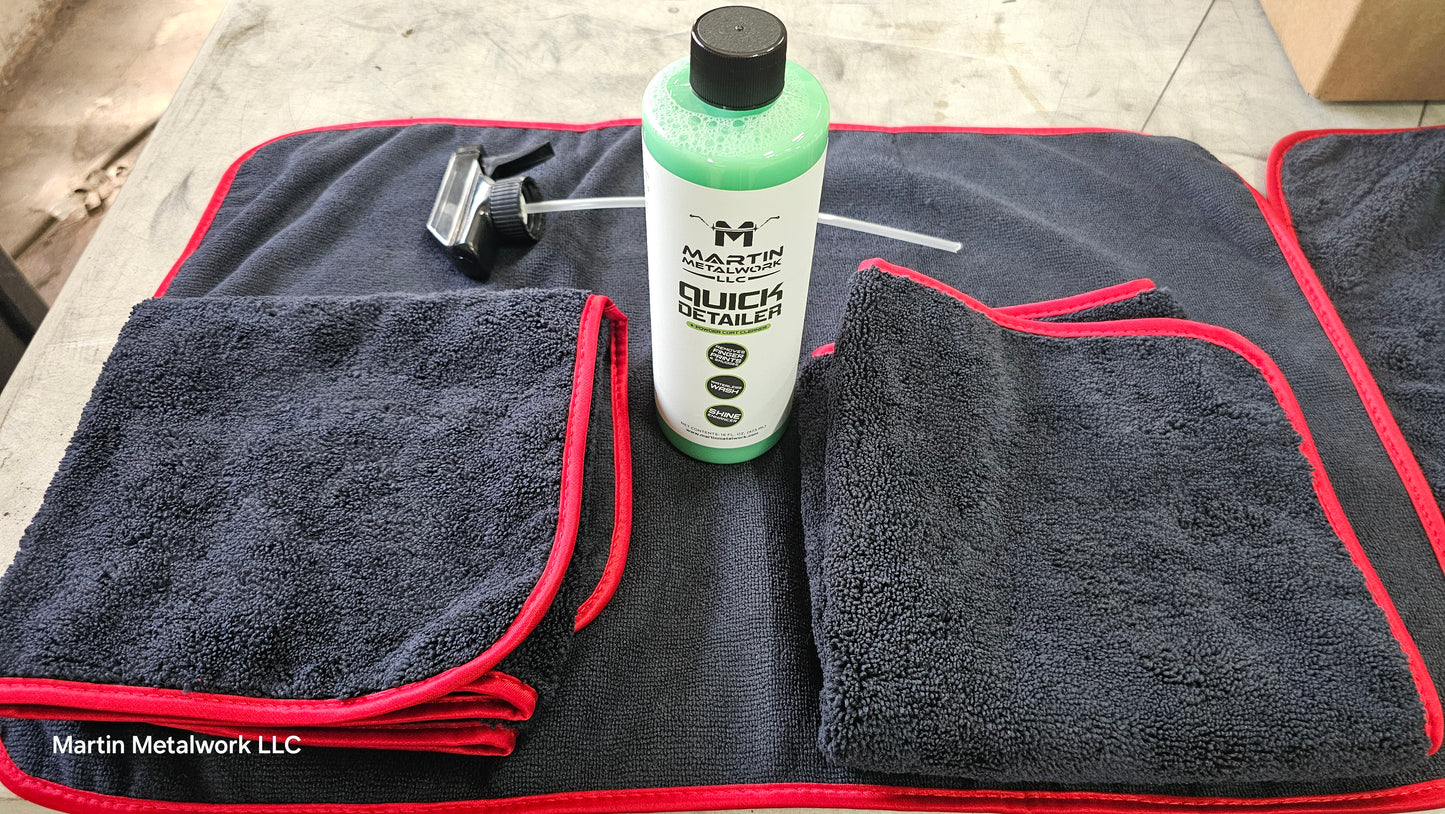 Waterless Quick Detailer & Powder Coat Cleaner with Dual Microfiber Towels