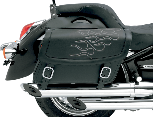 SADDLEMEN Flame Saddlebag - Silver - Jumbo X021-05-0423