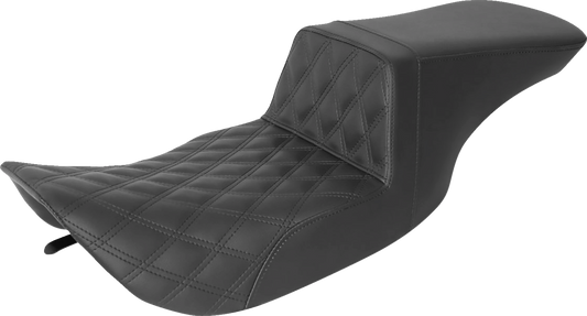 SADDLEMEN Step-Up Seat - Front Lattice Stitch - Black - FLH 897-06-192