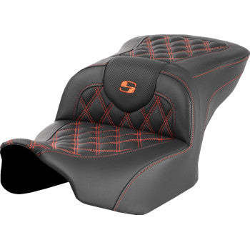 SADDLEMEN Roadsofa™ Seat - without Backrest - Orange Lattice Stitch - FLTR/FLHX '23-'24 823-07-18203