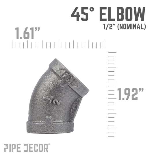 1/2 in. Black 45 Degree Elbow
