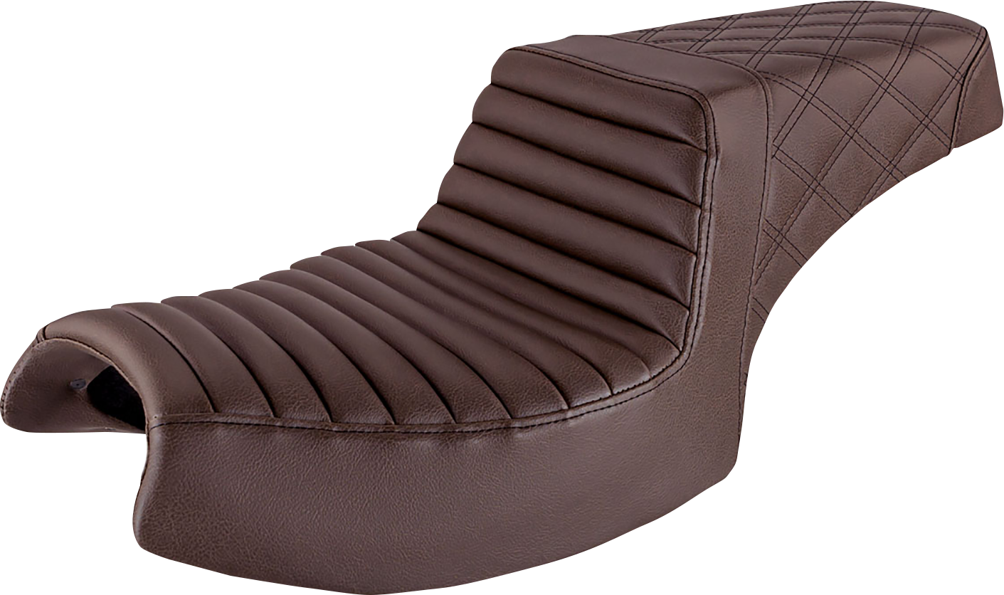 SADDLEMEN Step Up Seat - Front Tuck-n'-Roll/Rear Lattice - Brown - Challenger I20-06-176BR