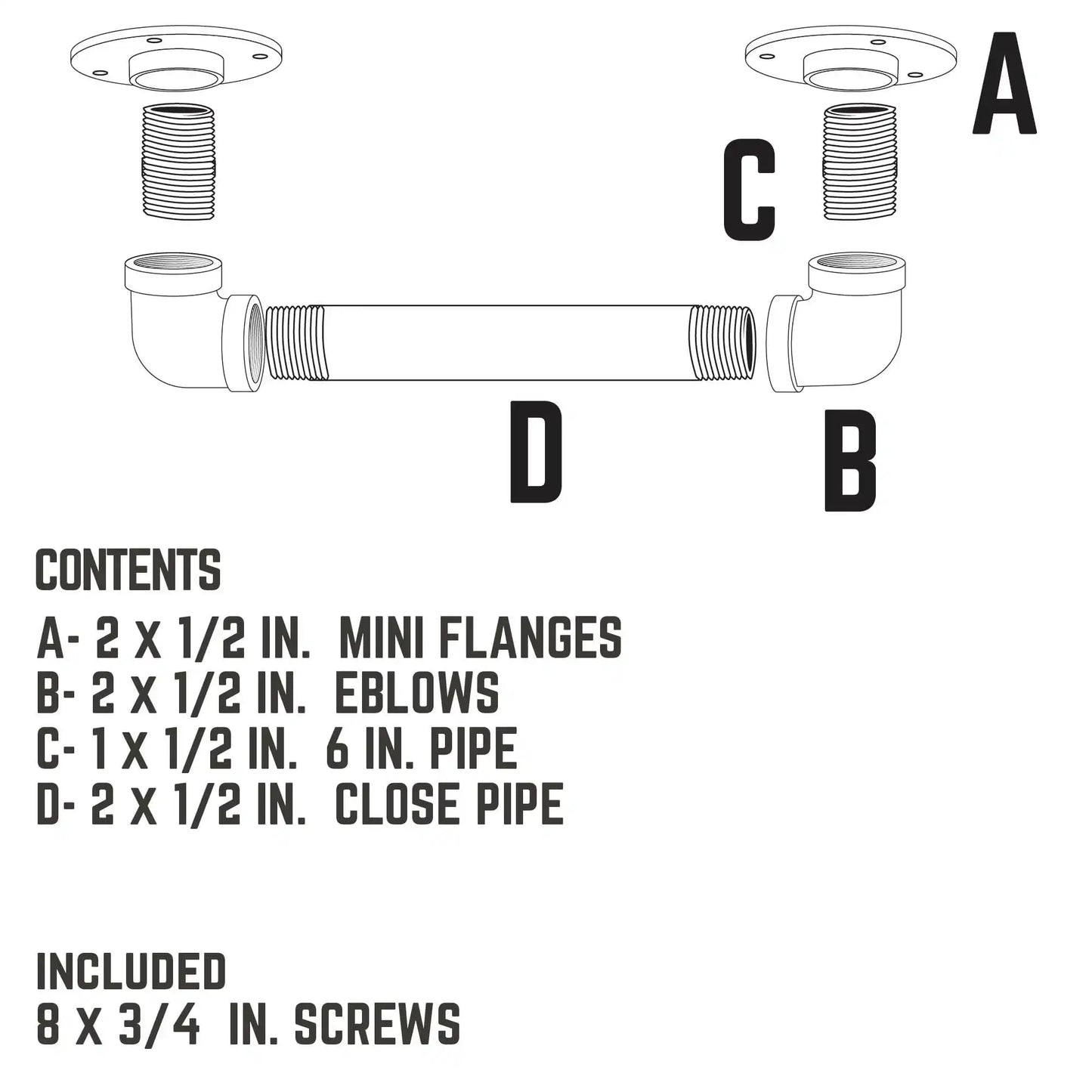 1/2 in. Barn Door Handle - Mini Flange - 9.875 L