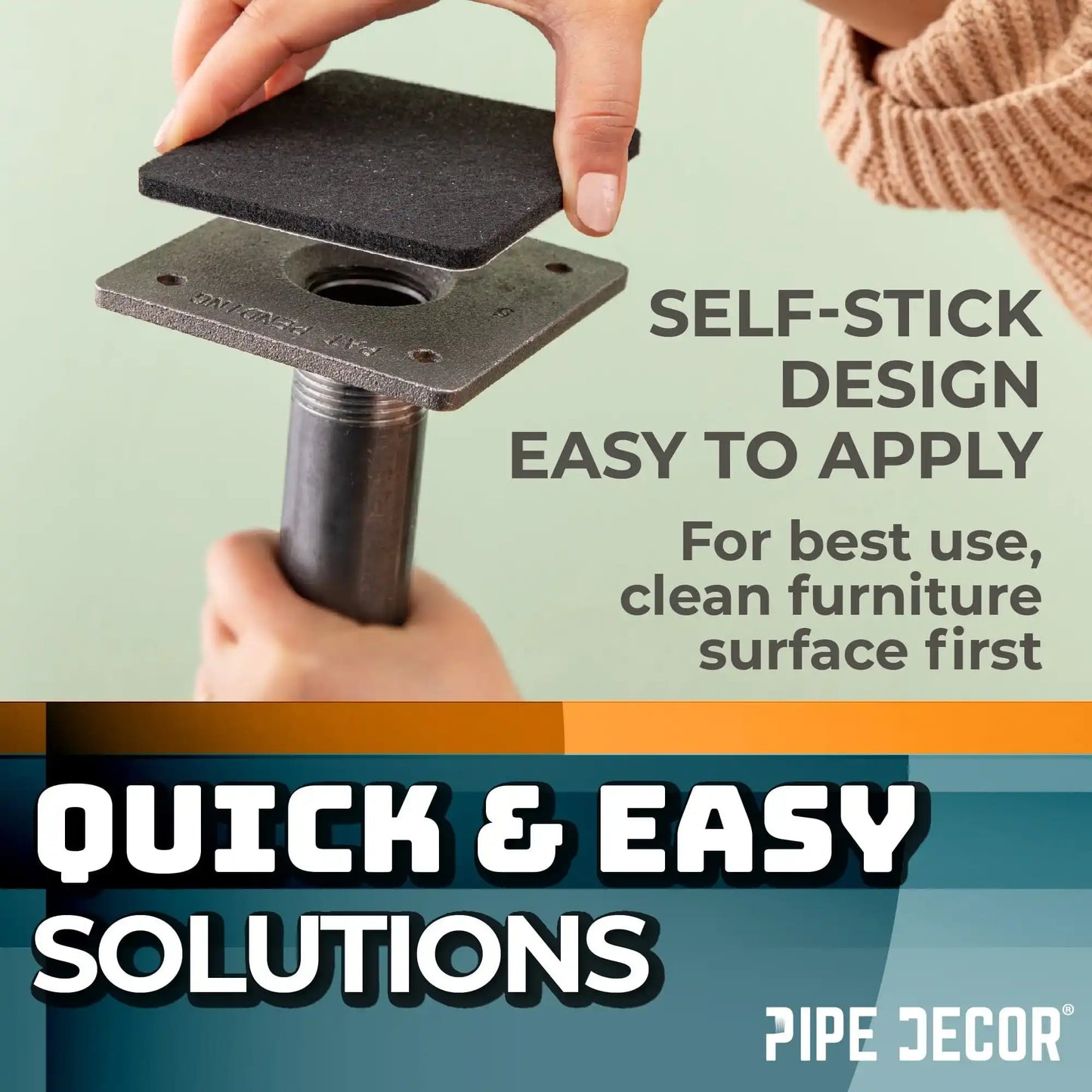 Heavy Duty Square Felt Pad for 3/4 in. Pipe Floor Flange, 3 in. x 3 in. (4-Pack)