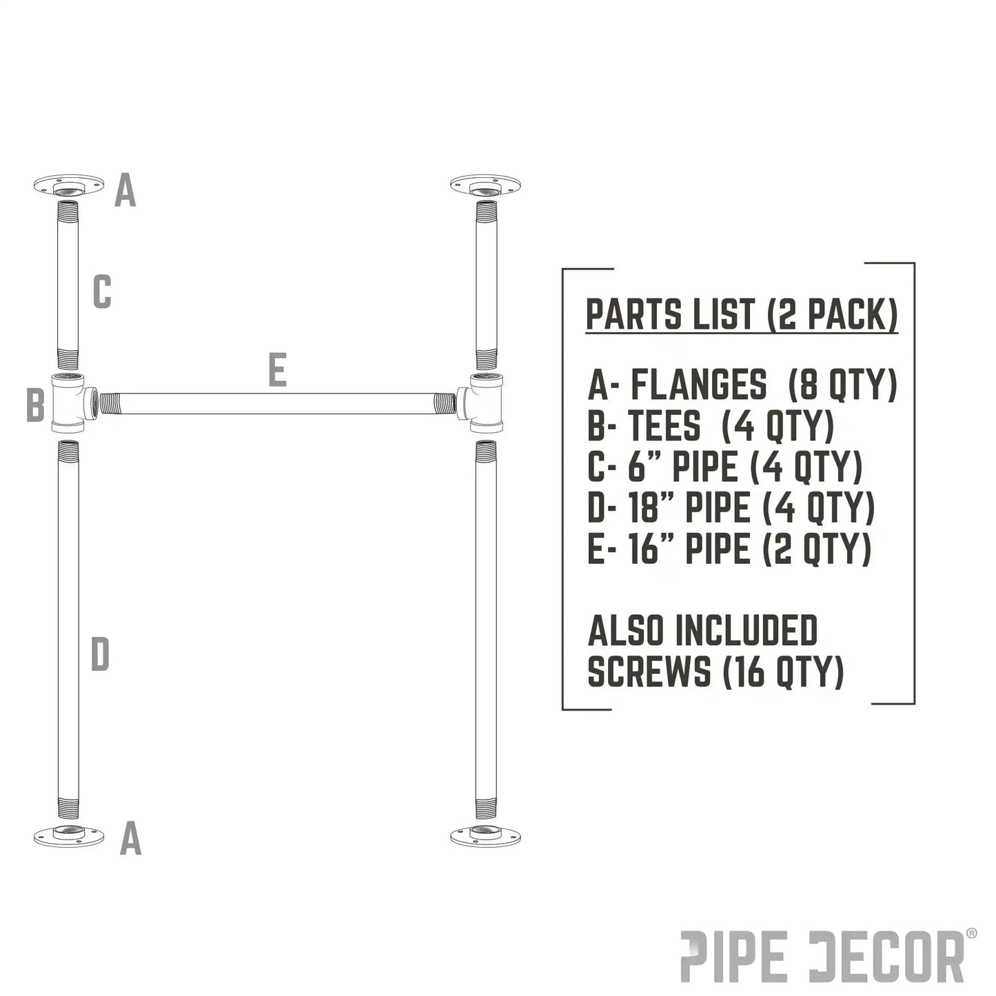 1 in. Heavy Duty H Round Flange Pipe Legs, for Restore Wood Dining Tabletops