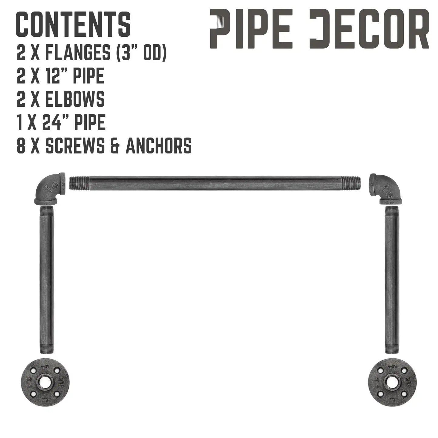 24 in. Industrial Pipe Clothing Rack (Wall Mounted)