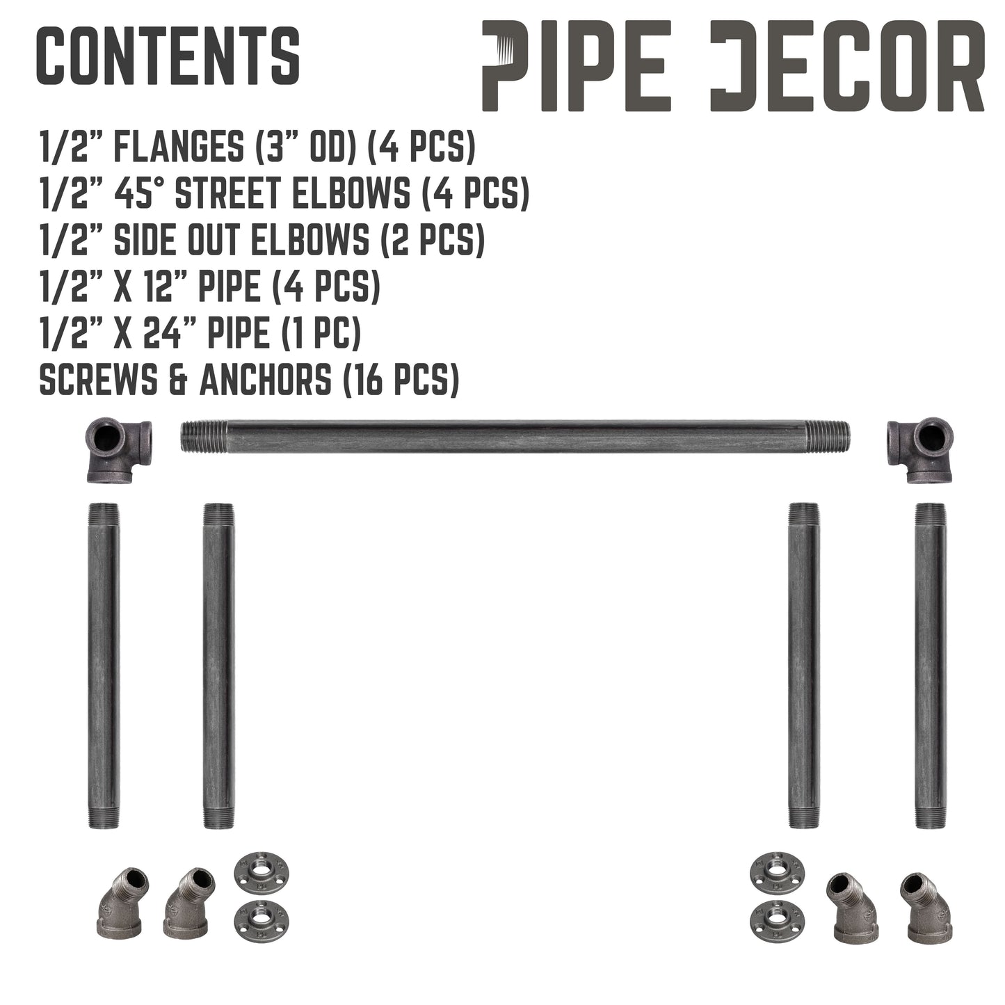24 in. Quad-Flange Wall Mounted Clothing Rack By PIPE DECOR