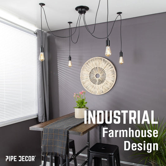 Black Spider Pendant Light with 4 Adjustable Arms