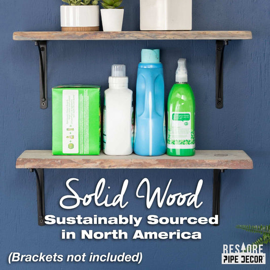 RESTORE Riverstone Grey 24 in. Live Edge Wood Shelf (Wood Only)