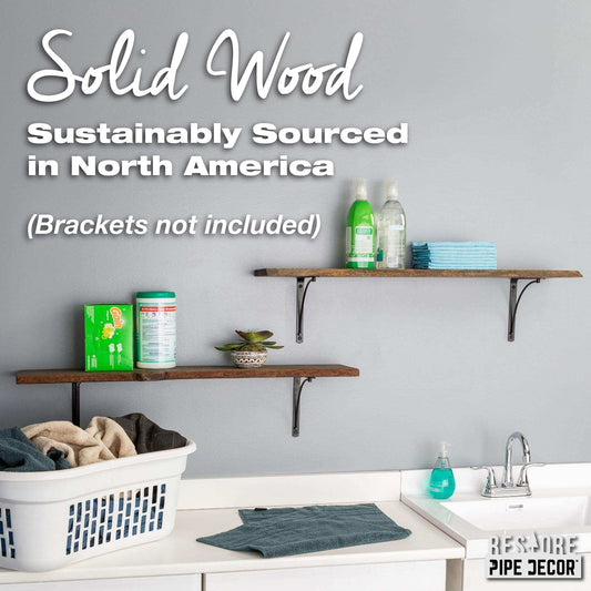 RESTORE Boulder Black 36 in. Live Edge Wood Shelf (Wood Only)