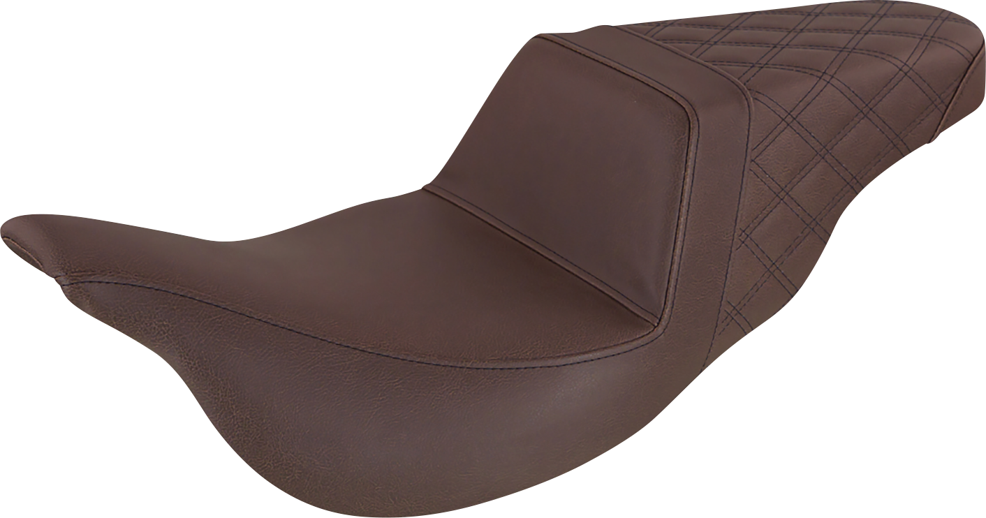 SADDLEMEN Step-Up Seat - Rear Lattice Stitch - Brown - FL '08-'23 808-07B-173BR
