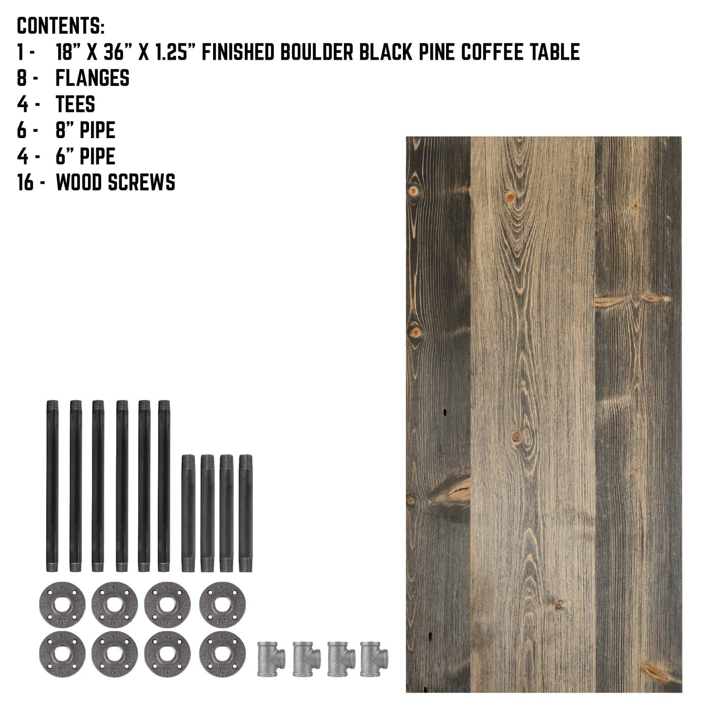 RESTORE Boulder Black Solid Wood Coffee Table