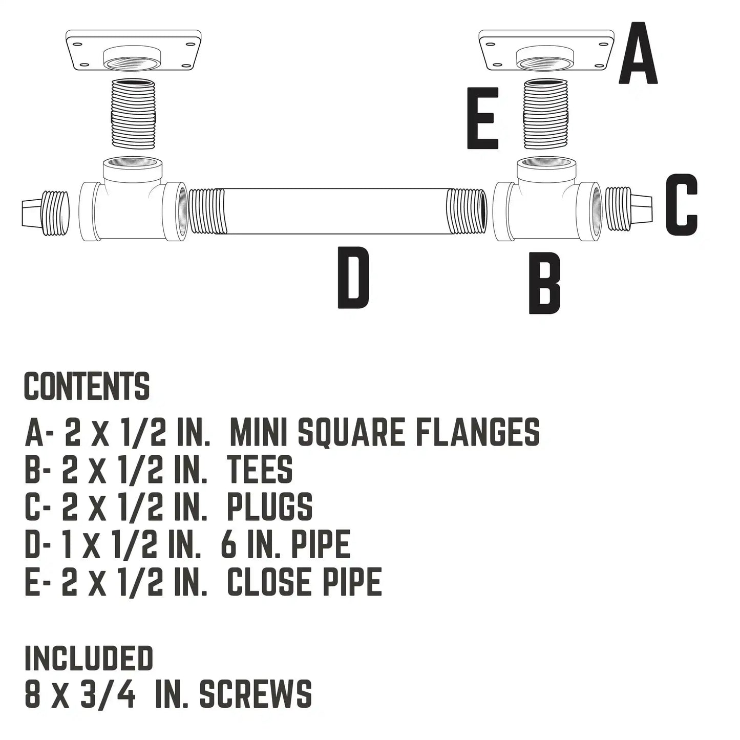 1/2 in. Tee Barn Door Handle, Mini-Square Flange – 10.75 in. L