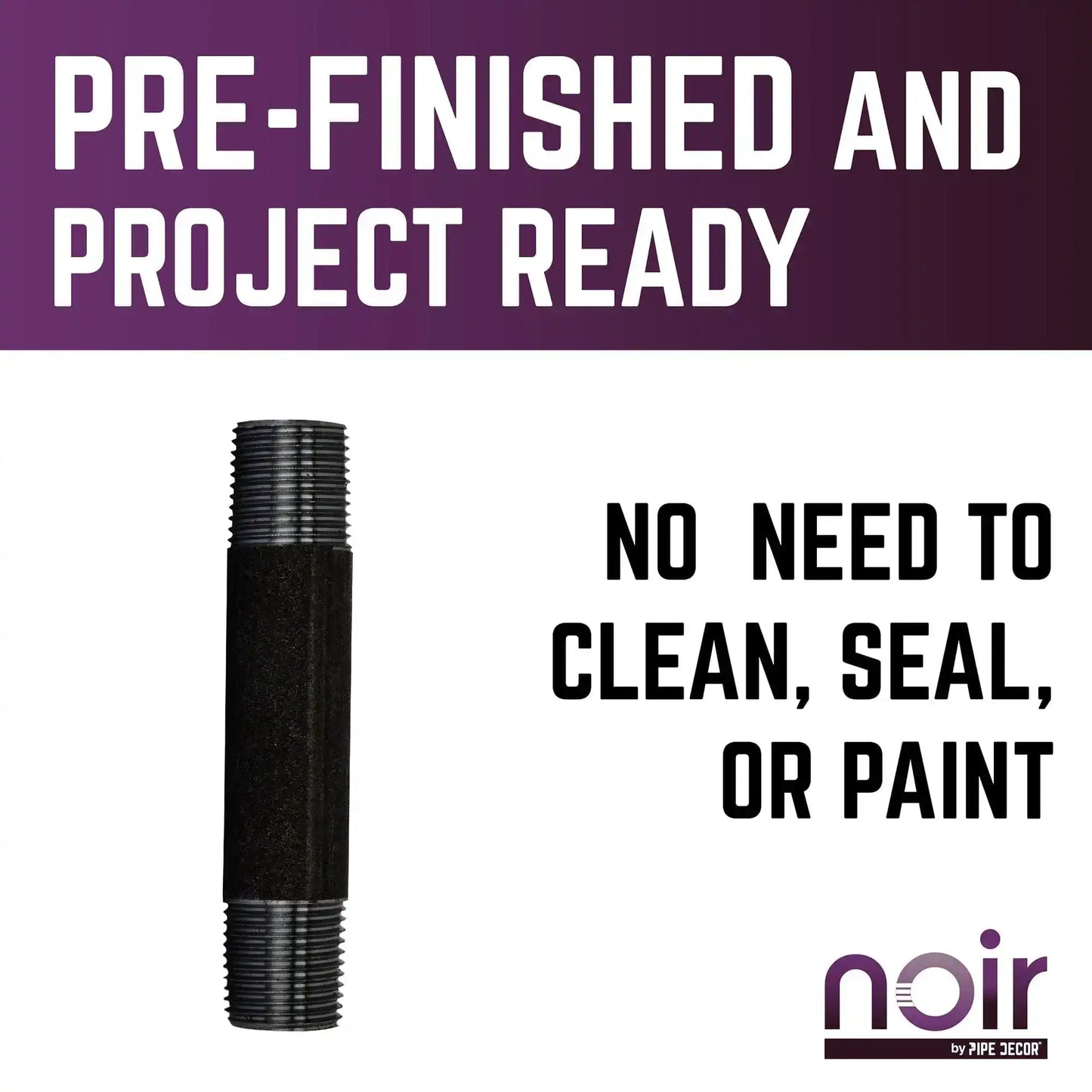 1/2 in. x 4 in. Prefinished Matte Black Pipe