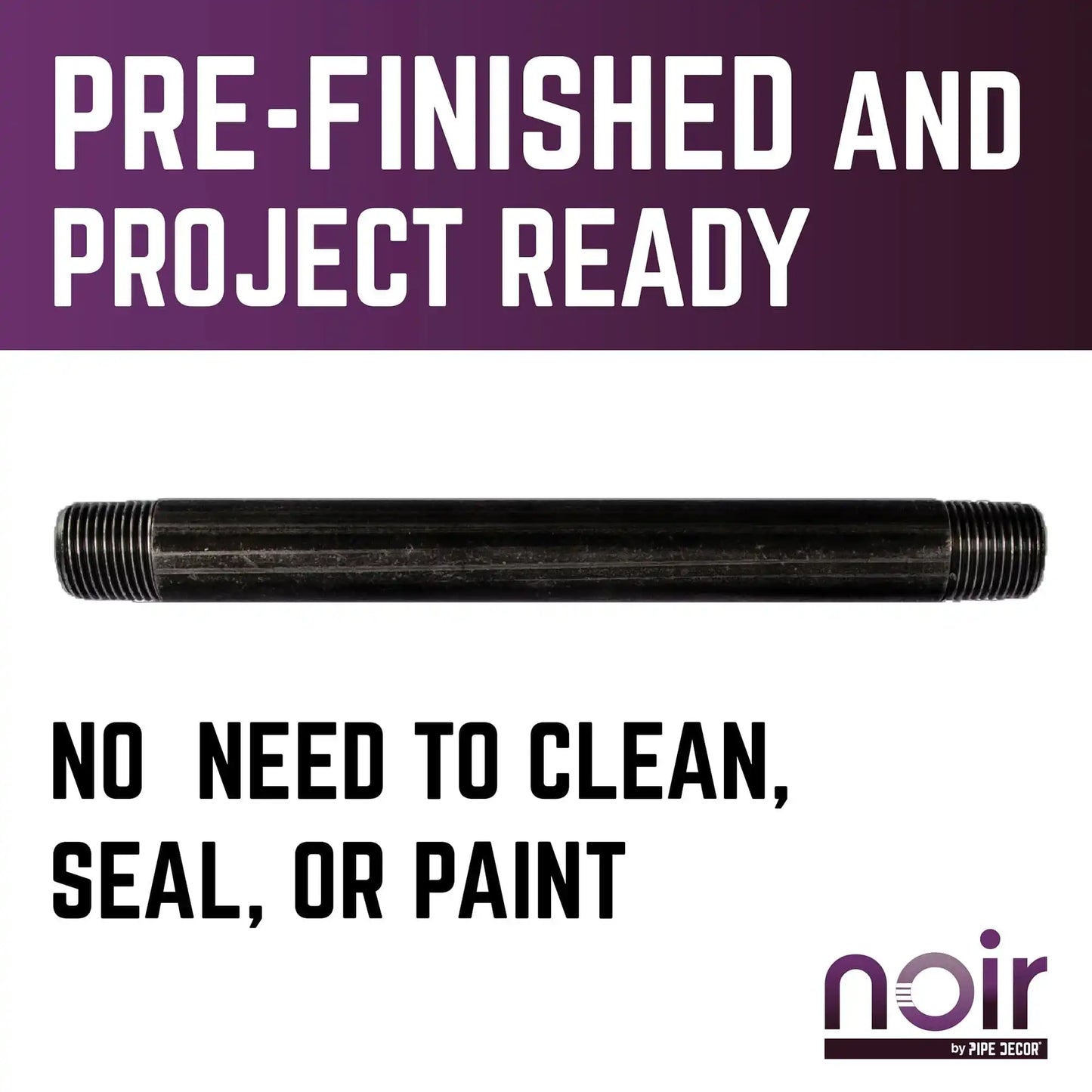 1/2 in. x 8 in. Prefinished Matte Black Pipe