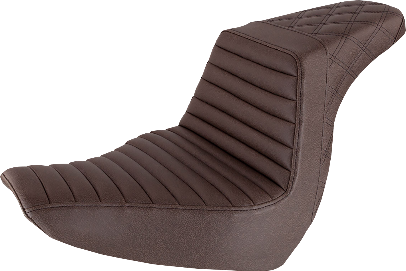 SADDLEMEN Step-Up Seat - Front Tuck-n-Roll/Rear Lattice Stitch - Brown 818-29-176BR