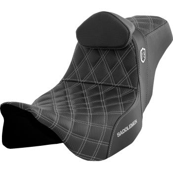 SADDLEMEN Pro Series SDC Performance Seat - with Backrest - Silver Stitch - FLH/FLT '08-'23 SC80807SILRT