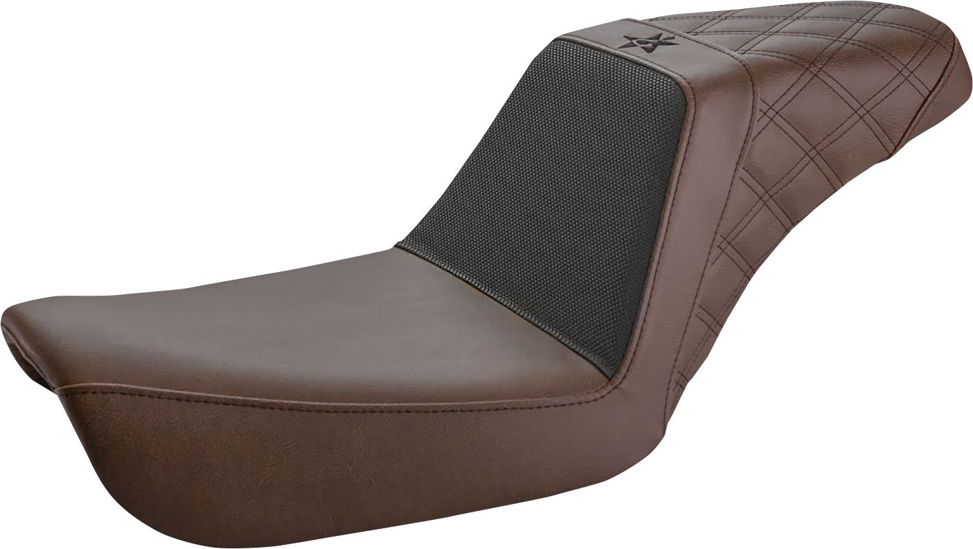 SADDLEMEN Unknown Industries Seat - Front Carbon Fiber/Black Gripper Lumbar/Rear Lattice Stitch - Dyna UN04-04-173BR