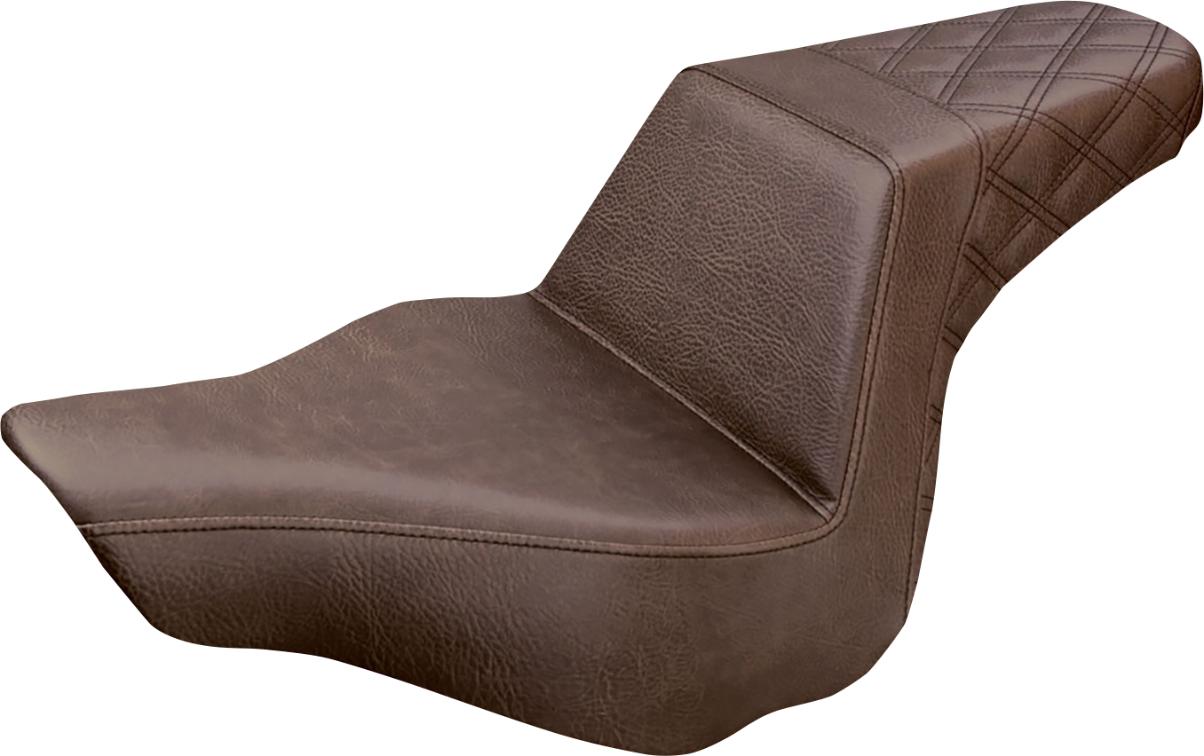 SADDLEMEN Step-Up Seat - Rear Lattice Stitch - Brown - FXSB 813-27-173BR