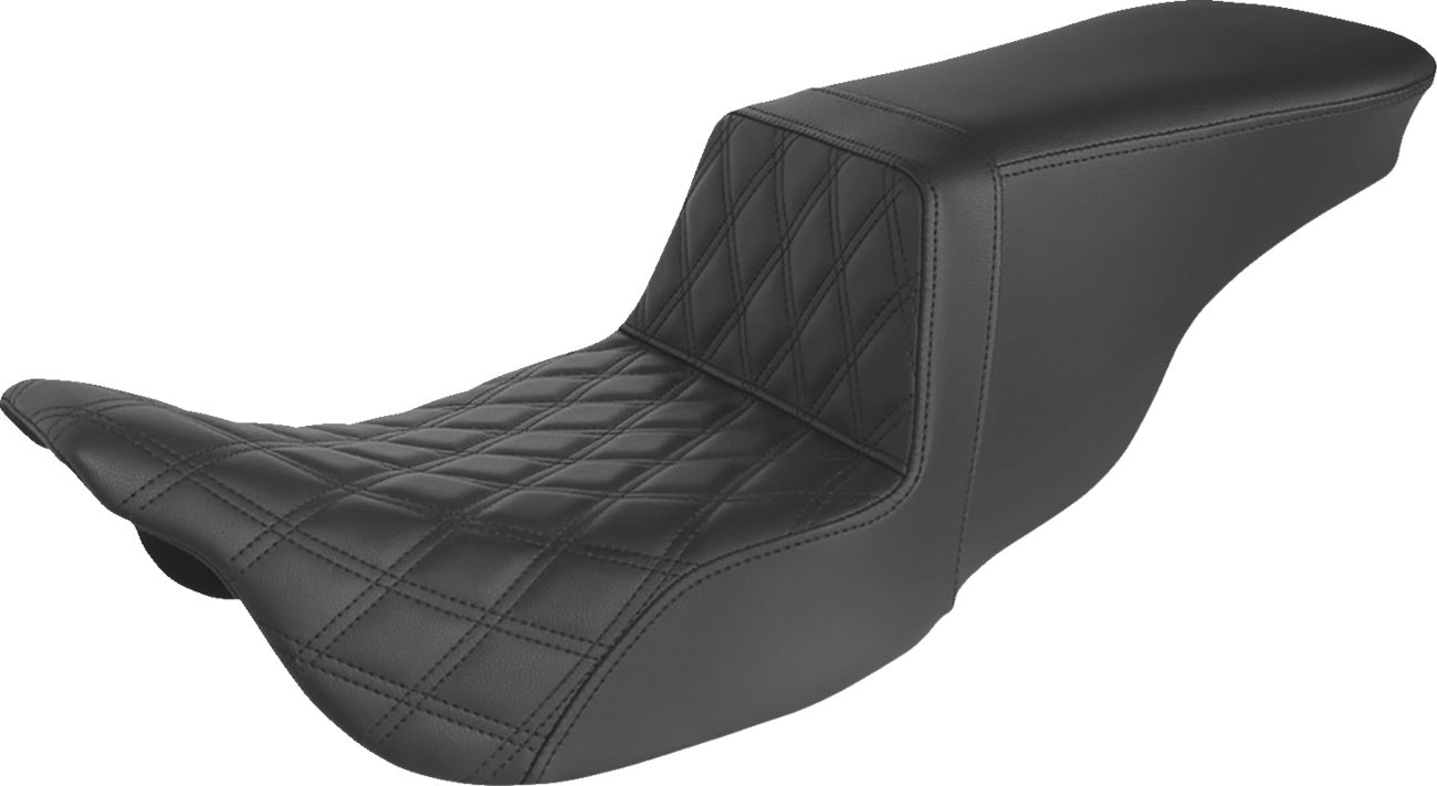 SADDLEMEN Step-Up Seat - Front Lattice Stitch - Black - FLH 808-07B-192
