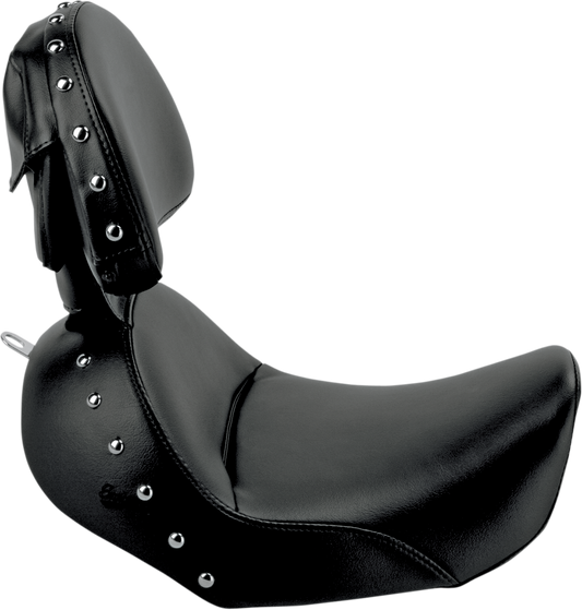 SADDLEMEN Heels Down Solo Seat - With Backrest - Studded - Black - Dyna 806-04-0031