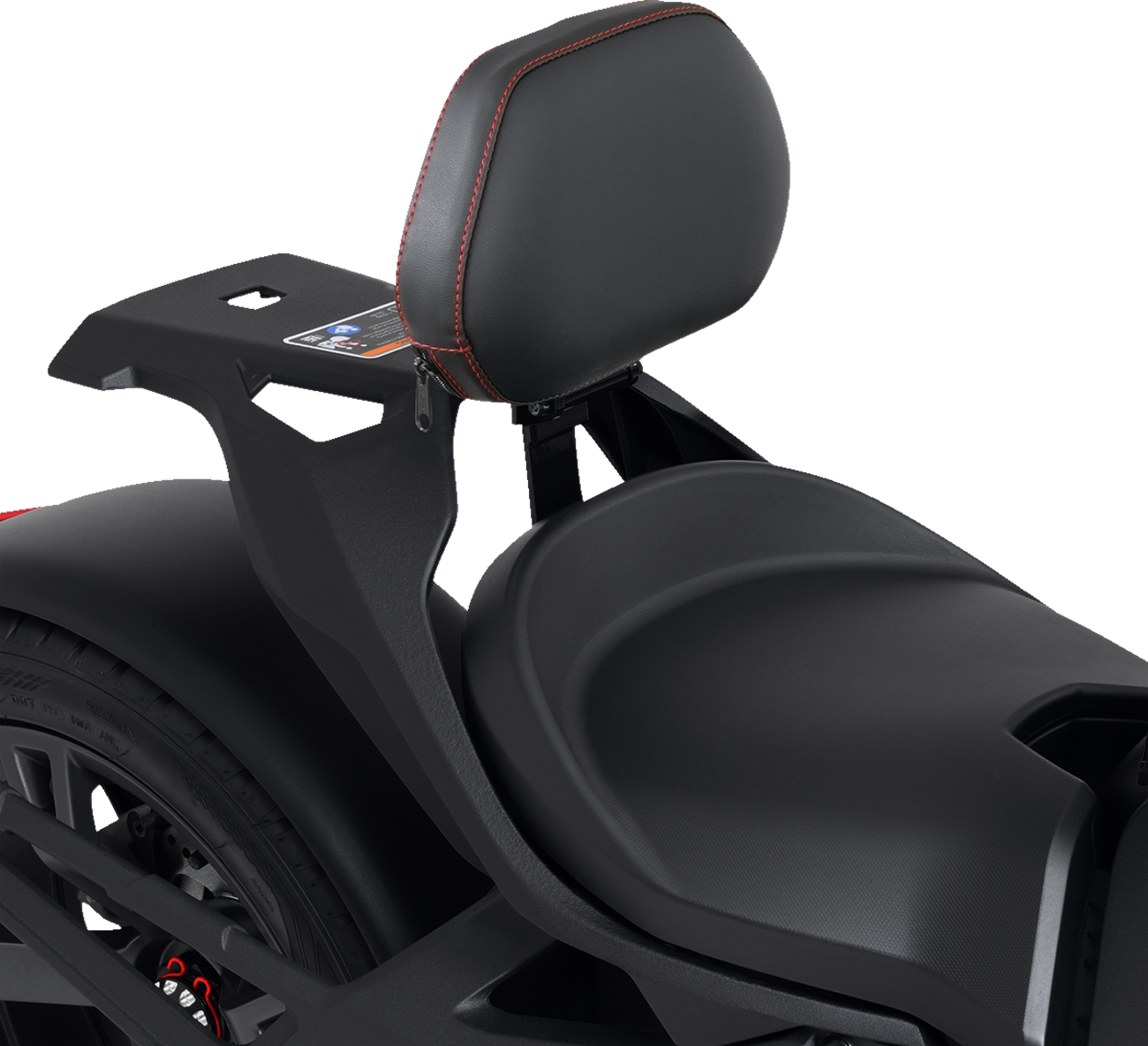 SHOW CHROME Quick-Detach Backrest - Black w/ Red Stitching - Ryker '20-'22 41-416RED