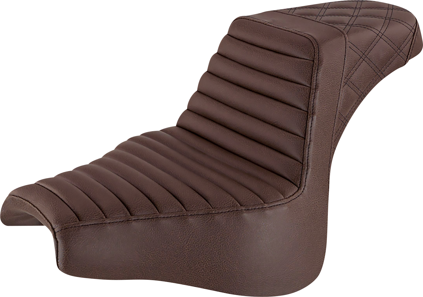 SADDLEMEN Step-Up Seat - Front Tuck-n-Roll/Rear Lattice Stitch - Brown 818-28-176BR