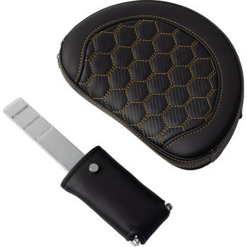 SADDLEMEN RoadSofa™ Seat - Honeycomb - Gold Stitch - with Backrest - Extended Reach - FLH/FLT '08-'23 A808-07R-190GOL