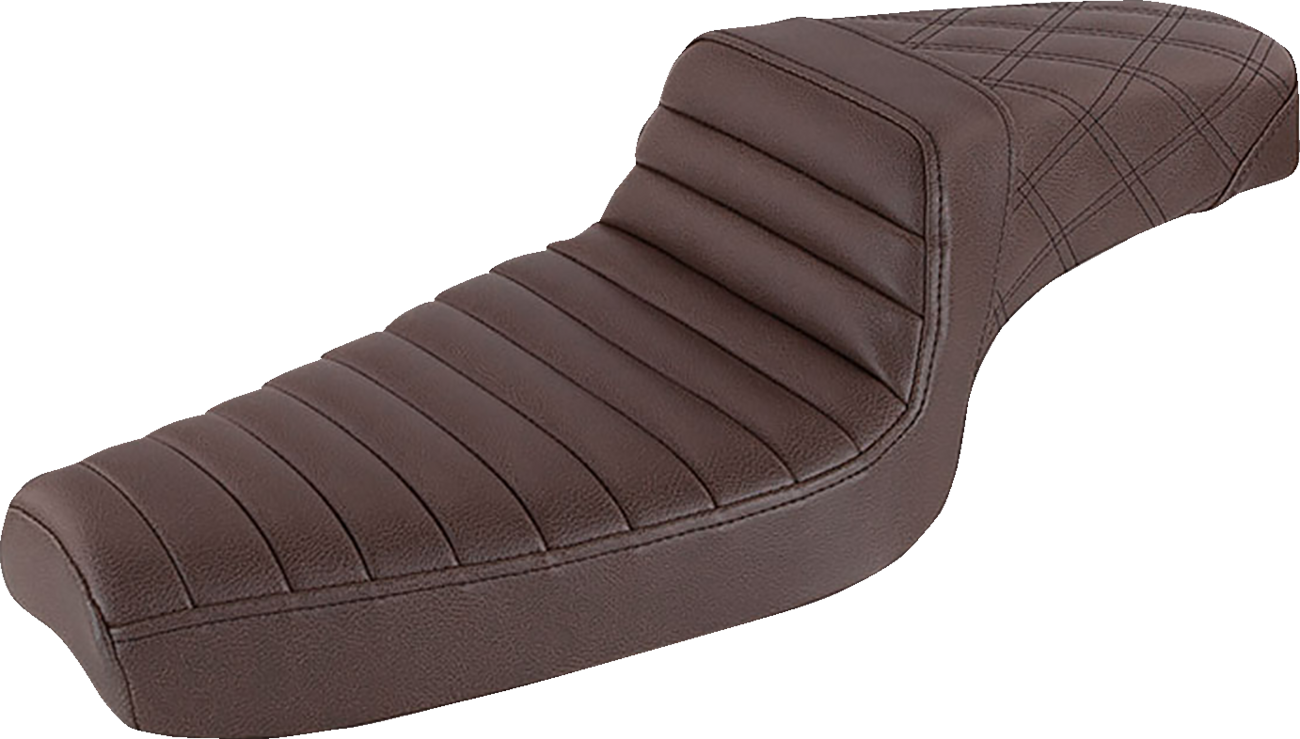 SADDLEMEN Step-Up Seat - Front Tuck-n-Roll/Rear Lattice Stitch - Brown 879-03-176BR