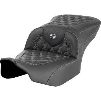 SADDLEMEN RoadSofa™ Seat - without Backrest - Lattice Stitch - Silver Stitch - FLTR/FLHX '23-'24 823-07-18205