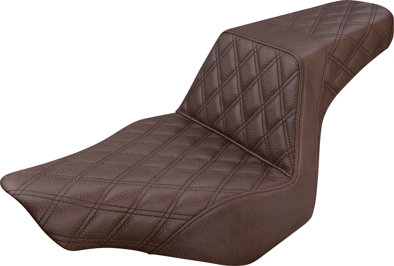 SADDLEMEN Step-Up Seat - Full Lattice Stitch - Brown - FXSB 813-27-175BR