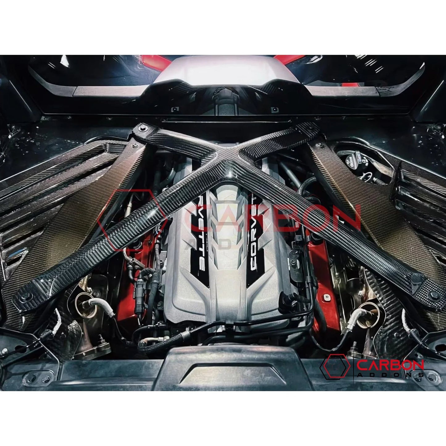Carbon Fiber Engine Bay X-Brace for Corvette C8 Coupe Stingray Z51 (2020–2025)