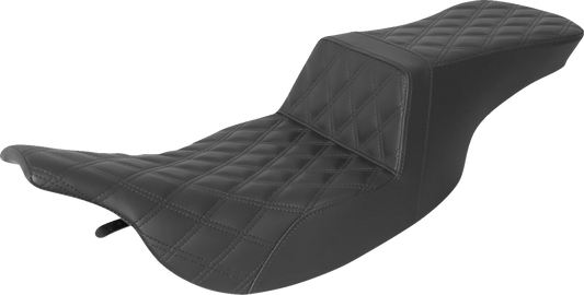 SADDLEMEN Step-Up Seat - Full Lattice Stitch - Black - FLH 897-07-195