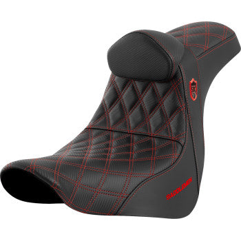 SADDLEMEN Pro Series SDC Performance Seat - with Backrest - Red Stitch - FL/FX '18-'23 SC81829REDRT