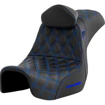 SADDLEMEN Pro Series SDC Performance Seat - with Backrest - Blue Stitch - Dyna '06-'17 SC80604BLURT