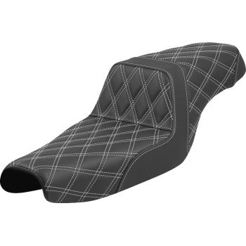 SADDLEMEN Step-Up Seat - Lattice Stitch - White Stitch - XL '04-'22 807-11-17506